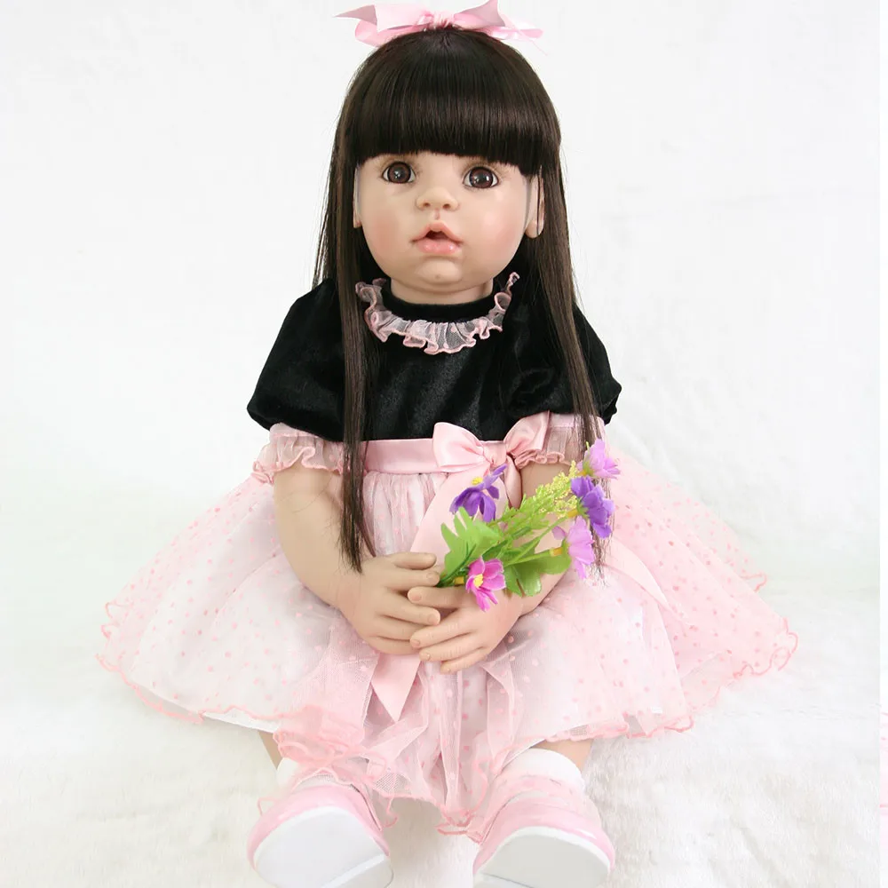 toy bebe girl reborn fake newborn babies soft 3/4 silicone dolls for children beautiful birthday gift bonecas brinquedo menina | Игрушки и