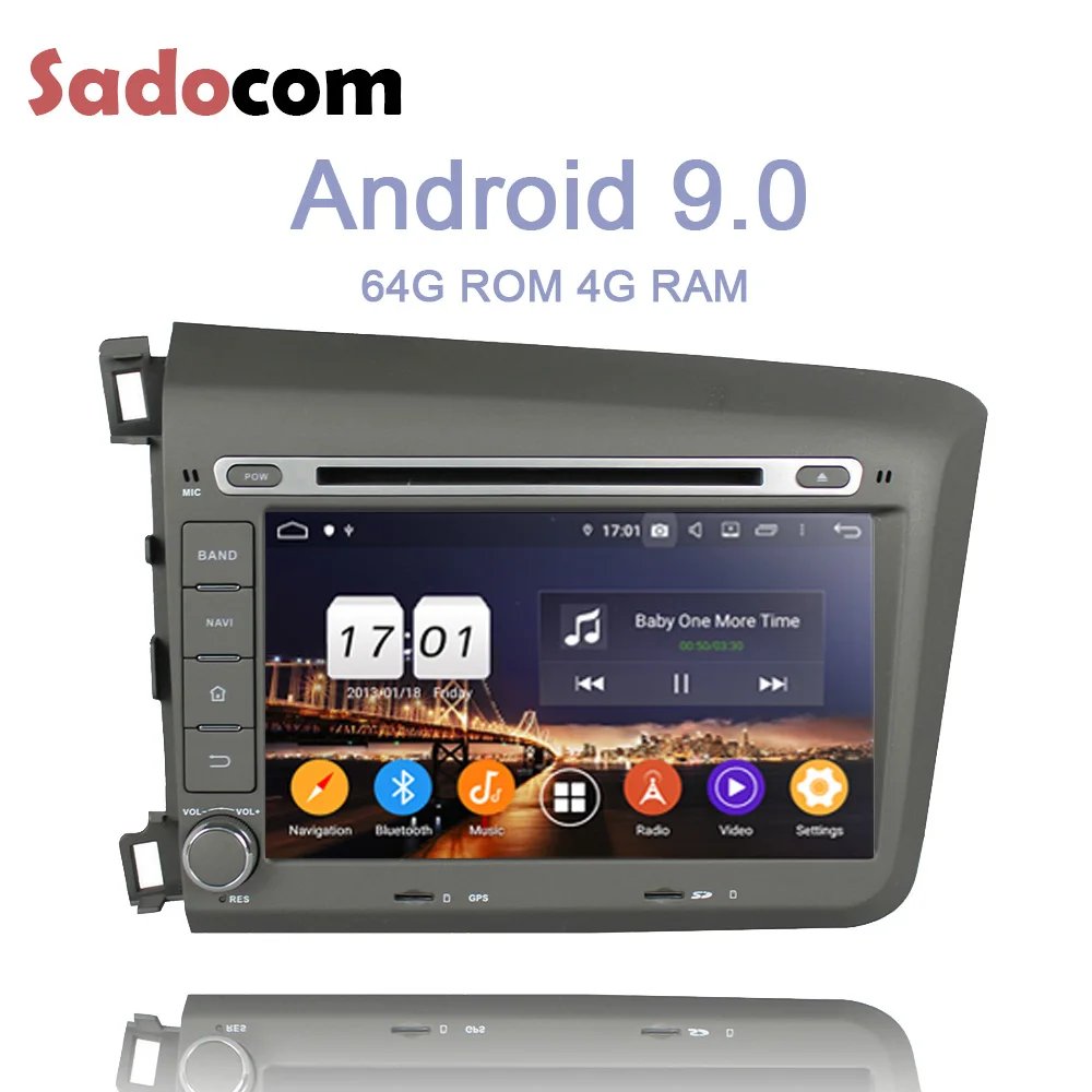 DSP ips HD 2 din Android 9 0 для Honda Civic 2012 2013 4 Гб + 64 8 ядерный автомобильный dvd плеер gps ГЛОНАСС