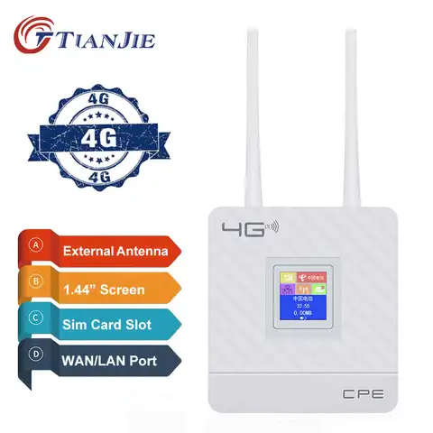 Разблокированный 4G Роутер, внешняя антенна, точка доступа Wi-Fi, беспроводной 3G Wi-Fi роутер WAN LAN RJ45 широкополосный 150 Мбит/с CPE со слотом для Sim-ка...