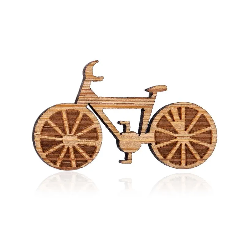 Hfarich велосипед массива бука выгравированы Брошь контакты Форма Jewelry Идеальный