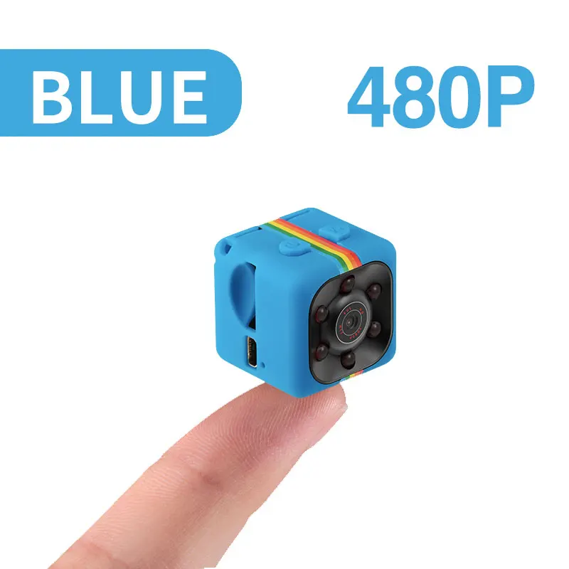 Blue-480P SQ11 Мини Скрытая камера видеокамера 1080 P/480 P HD видео аудио рекордер ночного видения шпионская камера секретный микро маленький корпус видеокамеры для велосипеда спорта шпионские устройства миникамера скрытые - Цвет: Blue-480P