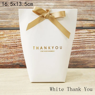 16.5x13.5cm Thankyou 5 шт. высококлассные черно-белые бронзовые "Merci" Сумки для конфет французские спасибо Свадебные сувениры Подарочная коробка посылка на день рождения - Цвет: 16.5x13.5cm Thankyou