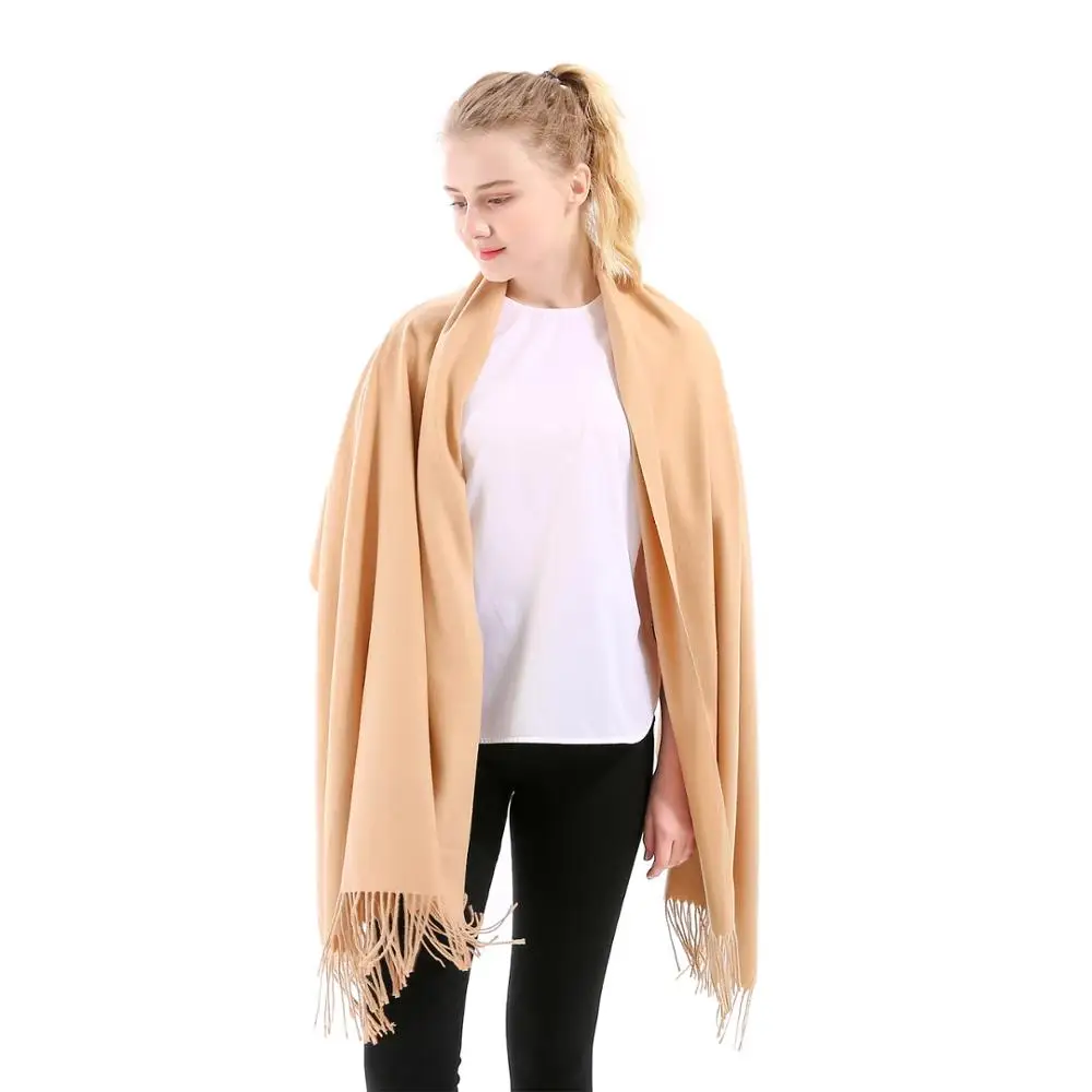 

Fashion Cashmere Scarf Shawl Solid Autumn Winter Spring Wrap Warm High Quality Soft Hijab Thick Women Pashmina Luxury Wool Red