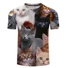 Летняя футболка для отдыха с принтом для мужчин и женщин, забавная футболка с объемным принтом большого количества кошек, Азиатские размеры для мужчин и женщин