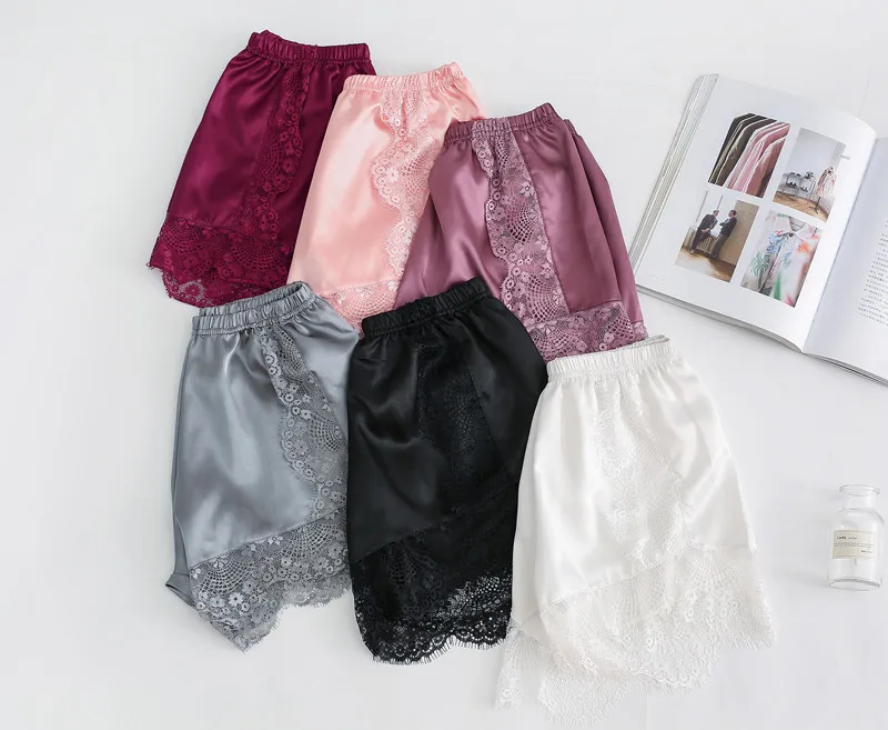 Шорты женские кружевные однотонные свободные из дышащей ткани на лето 2019 |