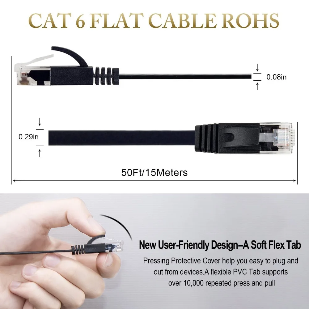 Плоский Ethernet кабель CAT6 1 м 3 фута/1000 Мбит/с CAT 6 RJ45 сетевой Кабель LAN для ноутбука| |