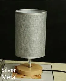 Silver linen cover Деревенская Настольная лампа с деревянным основанием полотняный абажур E27 держатель светодиодный светильник креативные настольные лампы, праздничные прикроватные светильники для дома - Цвет абажура: Silver linen cover