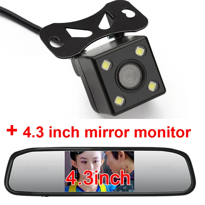 

Fongent 4.3" TFT LCD Auto Parking Rear View 4.3 Inch Car Mirror Monitor With 2 Video input For Rear View Camera Parking Sensor