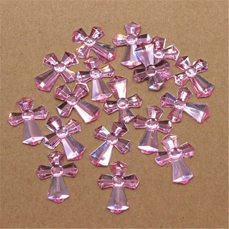 14*18 мм 100 шт./лот каваи розовый акриловый Rhinestone Cross Charm сделай сам Крещение