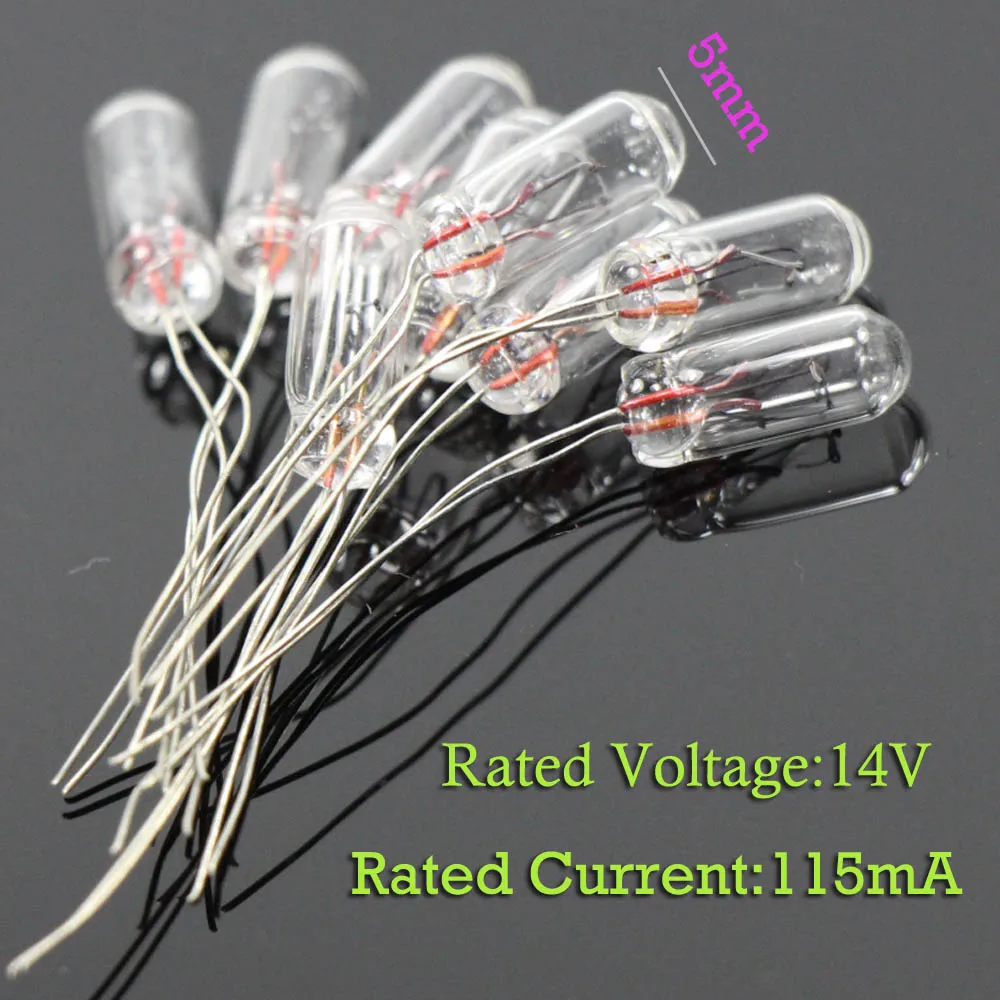 100PCS 12V 14V 16V 115mA зерноуборочный мини пшеницы Прозрачный 5 мм лампочки теплый белый