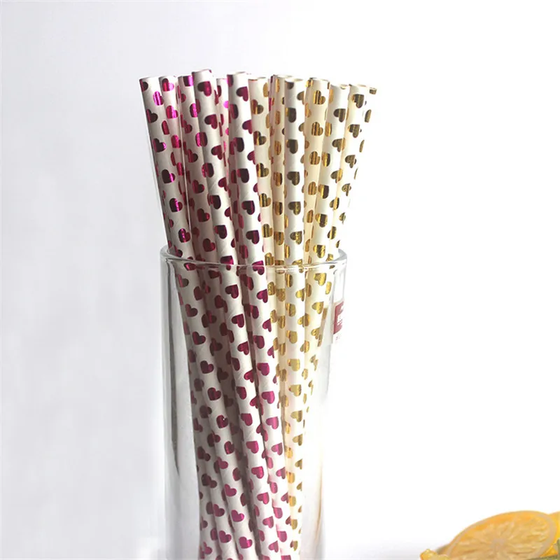 25 шт. декоративные сердца цвета розового золота|straw mix|straw goldstraws 25pcs |
