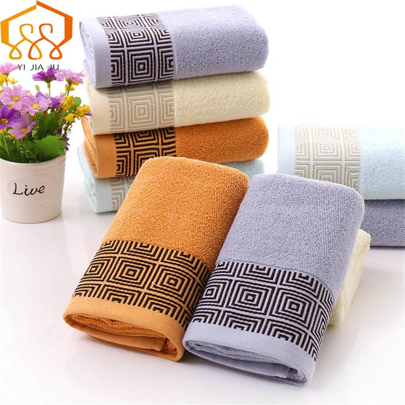 

Hot Sale Grid Plain Jacquard Comfortable Soft Cotton Face Towel Hair Hand Bathroom Towels For Adults Fast Drying 34*75cm Towels