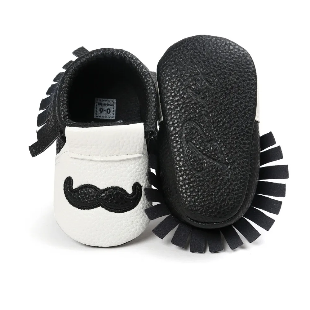 Мокасины детские из ПУ кожи мягкая нескользящая подошва бахрома для мальчиков и
