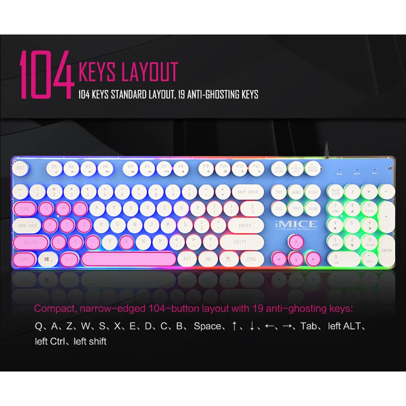 Игровая клавиатура iMice с подсветкой игровая RGB Gamer для компьютера ПК ноутбука