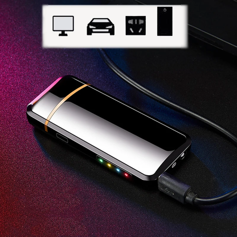 Двойная дуга электронная сигарета зажигалка USB металлическая перезаряжаемая ветрозащитная беспламенная электрическая зажигалка плазменная Зажигалка фонарик