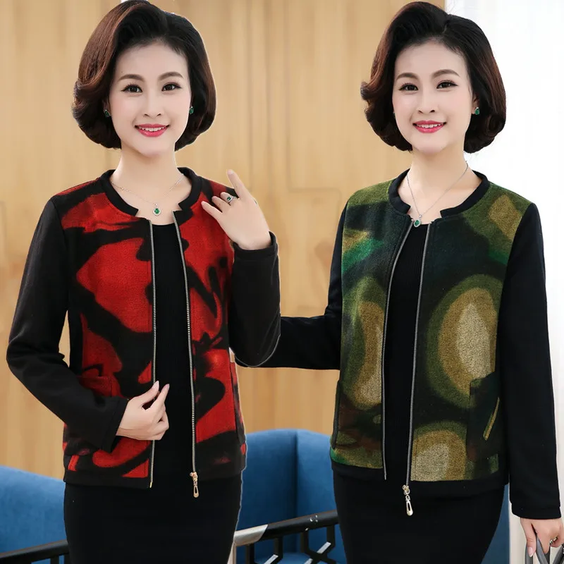 

2017 brand high-quality autumn winter Middle Aged Womens Jackets Ladies High-end fabrics Coats Mother Overcoats Plus Size