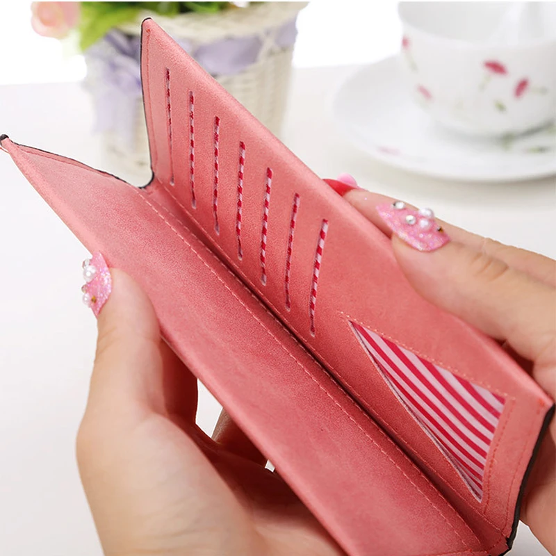 Модный ультратонкий женский длинный кошелек кожаный тонкий клатчи держатель для