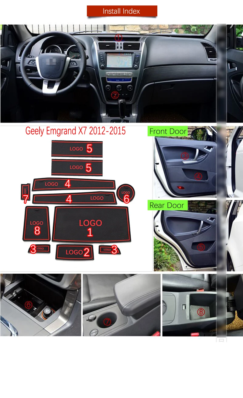 Противоскользящая резиновая подставка под ворота для Geely Emgrand X7 2012 2013 2014 2015