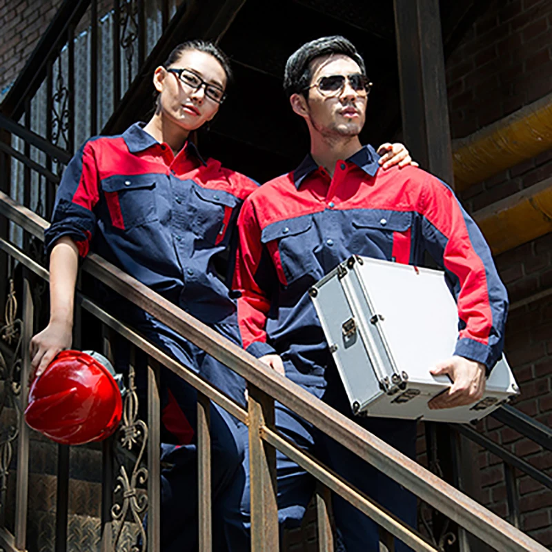 

Men Women Workwear Suit Long Sleeve Jacket and Work Pants Safety Working Cloth For Factory Workers Car Repairman