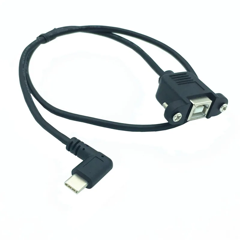 50 см USB 2 0 B гнездо принтера Панель Крепление к Type c правый угол Мужской кабель для
