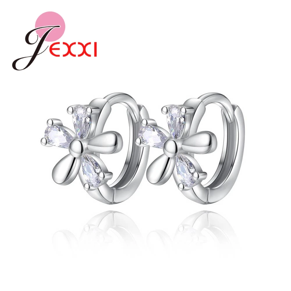 

Earrings White Beautiful Crystal Flower Styling 925 Sterling Silver Retro Style Wedding Glamorous Sparkling For bride