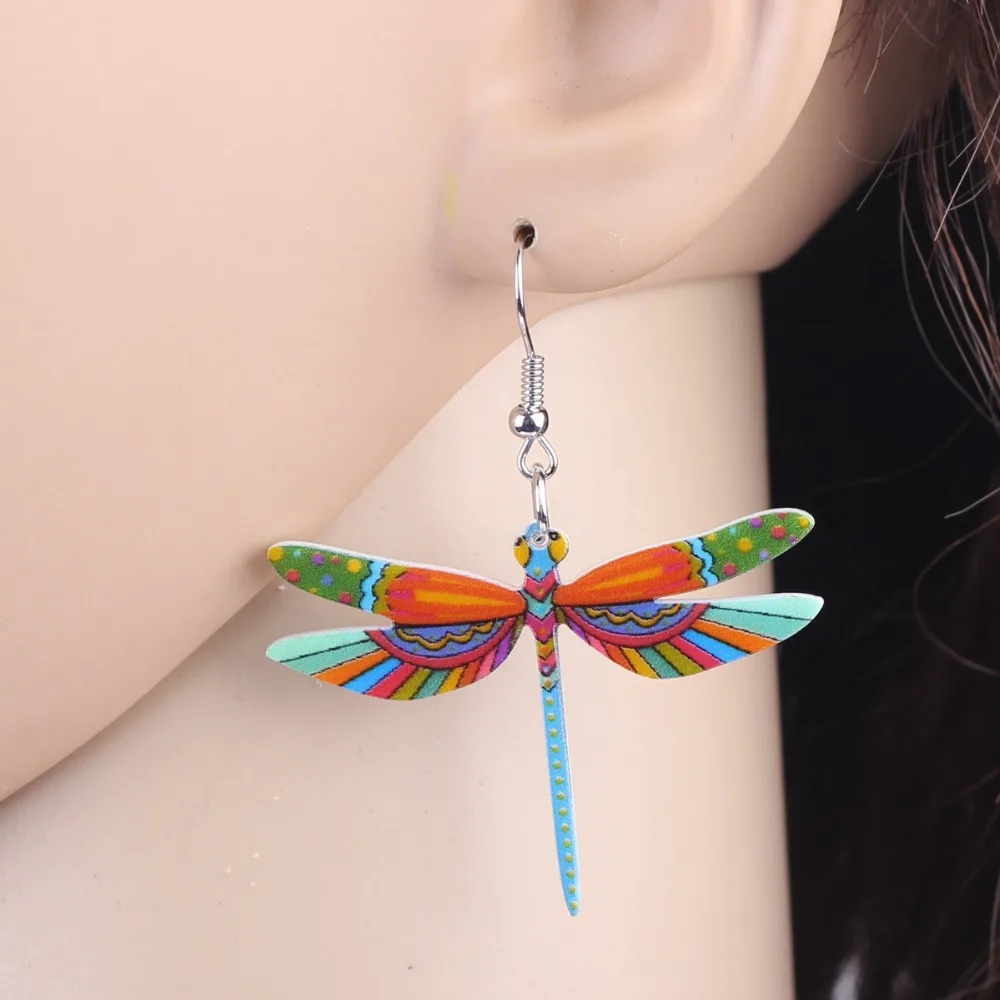 Newei Drop Dragonfly Earrings Jewelry Long Dangle Earring Acrylic Pattern Fashion For Women Hot Style Girl Decoration | Украшения и