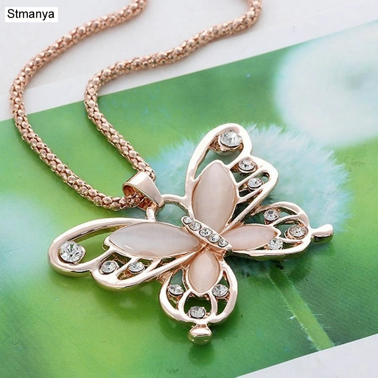 

Hot Women Fashion Cute Retro chain Necklace Cat's eyeball hollow butterfly Best Gift jewelry N1052