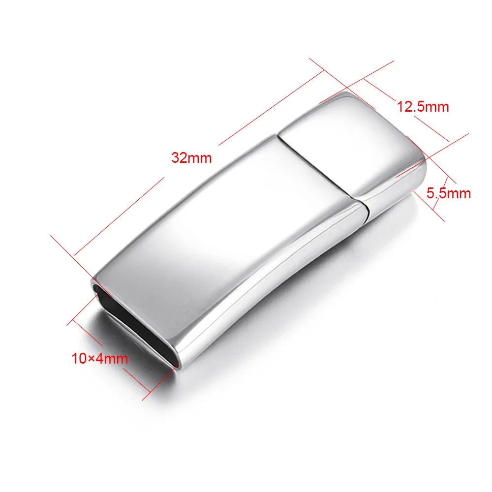Hole 10x4mm Нержавеющая сталь Магнитная застежка зеркальная полировка отверстие 10*4 мм 12*4 мм кожаный шнур застежками магнит пряжки DIY jewelry браслет решений - Цвет: Hole 10x4mm