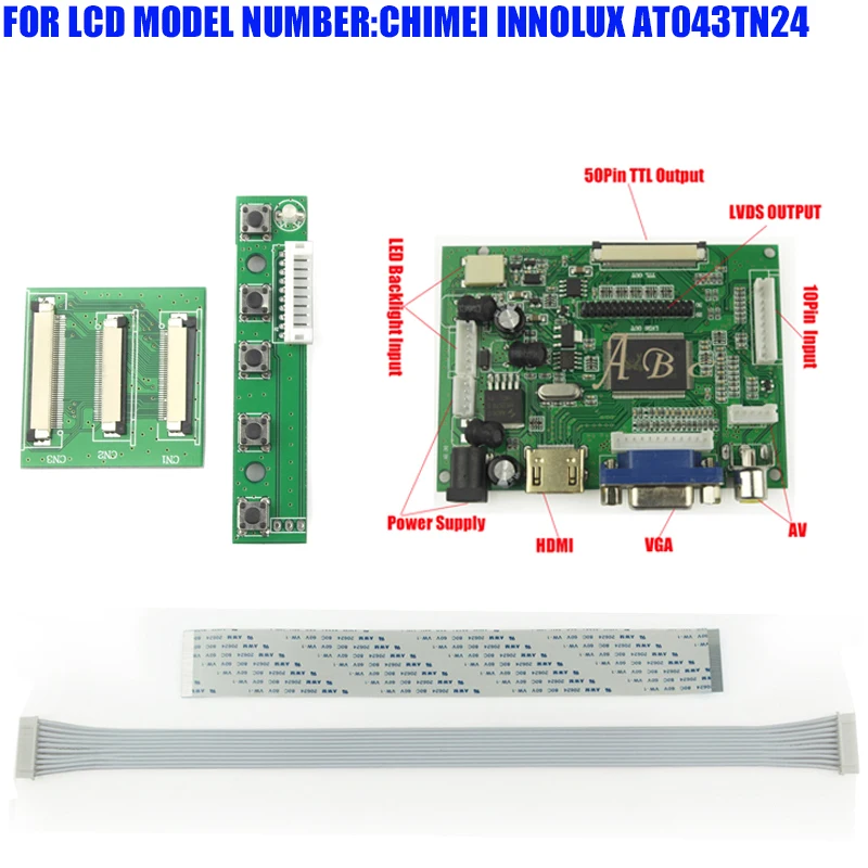HDMI VGA 2AV 50PIN TTL плата контроллера монитора для Raspberry PI CHIMEI INNOLUX AT043TN24 4 3 &quot480X272 TFT ЖК