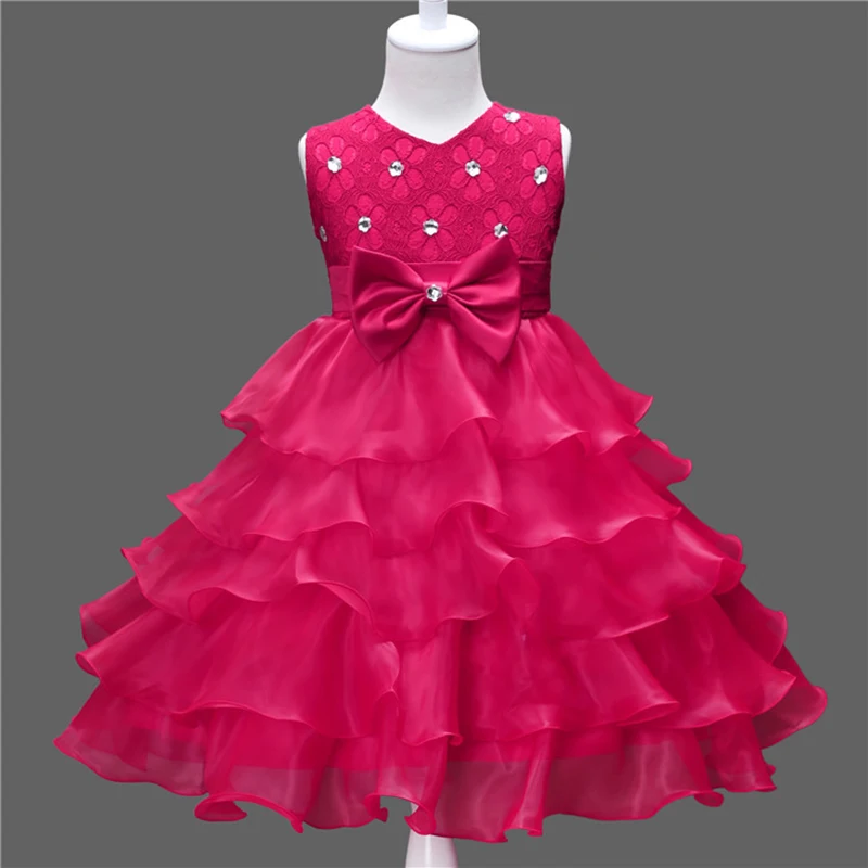Новое Многоярусное платье для девочек, детское платье с бантом и цветами вечерние вечеринки, дня рождения, свадьбы, детское платье принцесс... от AliExpress WW