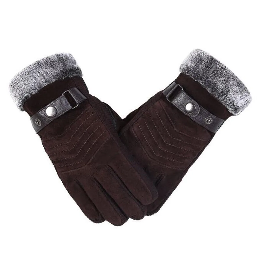 Men's Windproof Waterproof Bicycle Pigskin Slip Plus Velvet Thickening Gloves Fashion Accessories Outdoor Cycling #3N08 | Спорт и