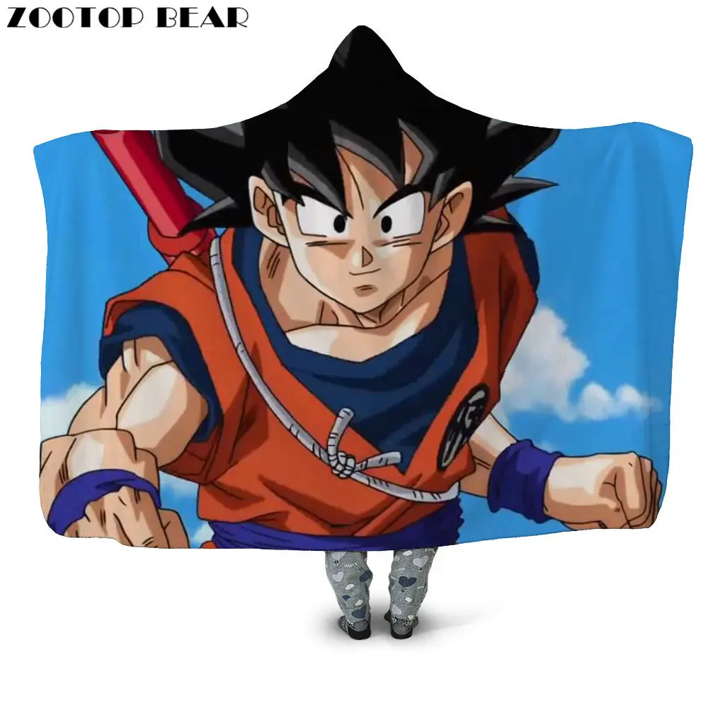 Goku одеяло с капюшоном мягкие взрослые домашние модные мяч Дракон аниме 3D печать офисные одеяла портативный Прямая носимые постельные принадлежности - Цвет: HB124H