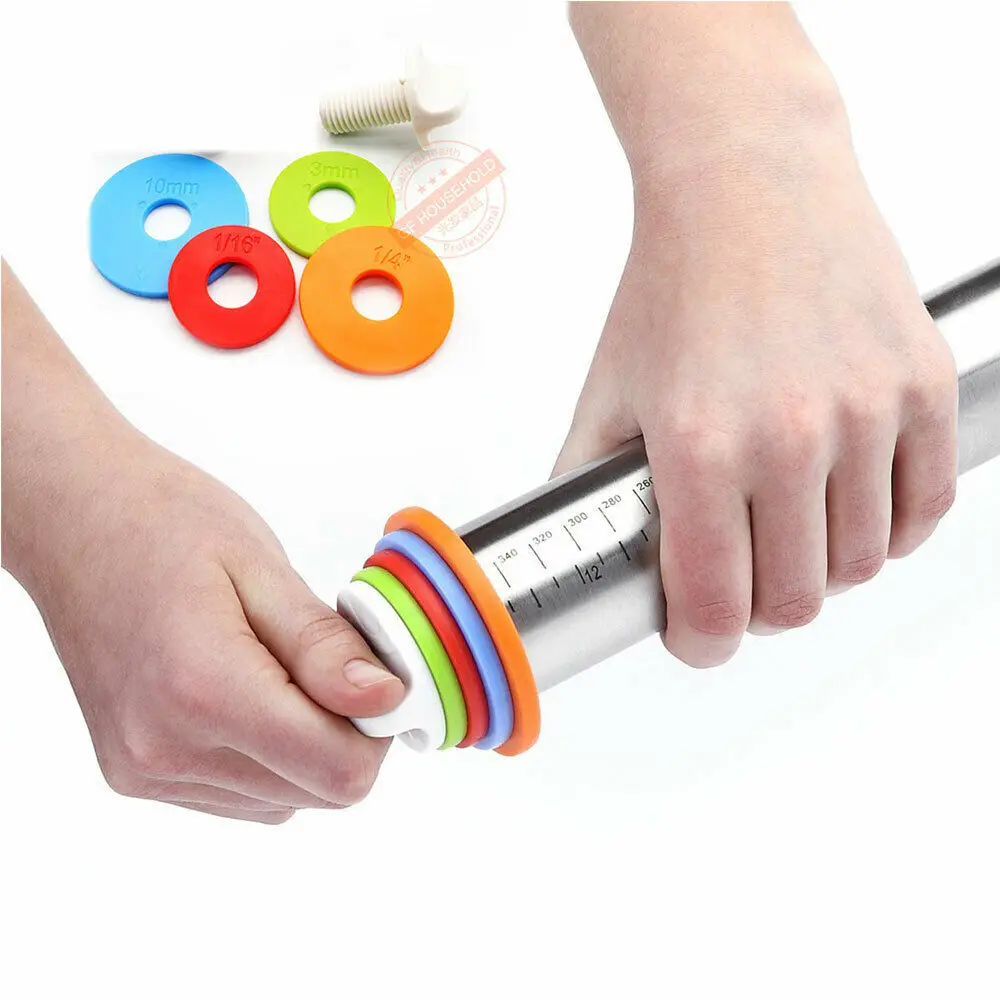 

Professional Stainless Steel Rolling Pin Baking 4 Adjustable Discs+face mat