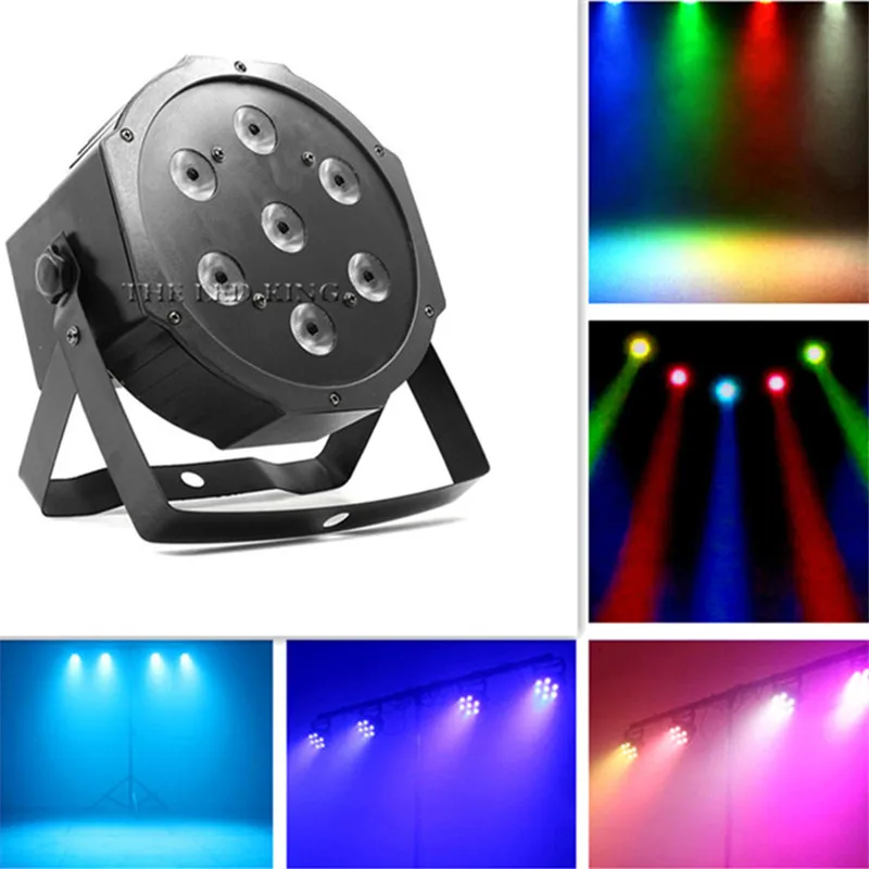 Плоский светодиодный светильник Par 7x18 Вт RGBWA UV 6 в 1 с DMX512 для атмосферы дискотеки