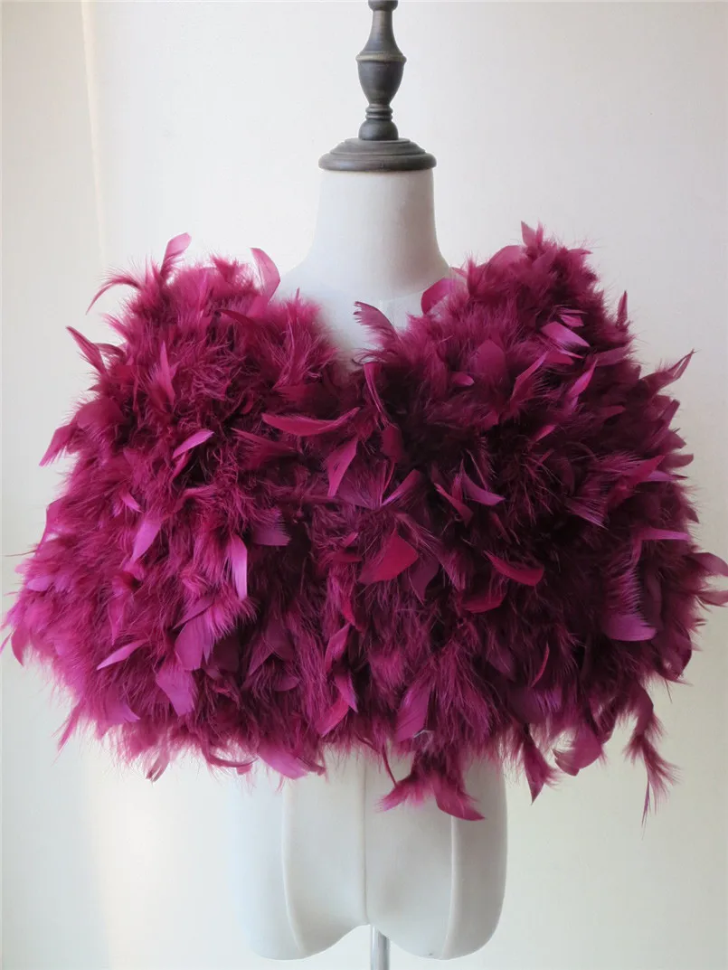 Chal de piel de avestruz real para mujer, bufanda femenina de color rosa Burdeos PARA CENA DE BODA, chal de dama de honor de noche, estola de plumas furys63