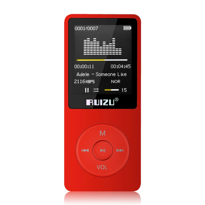 Красный MP3-плееры ruizu x02 8 г/16 г с 1.8 дюймов Экран мини плеер может играть 100 часа с FM, электронная книга, часы, данные mp3 - Цвет: Красный