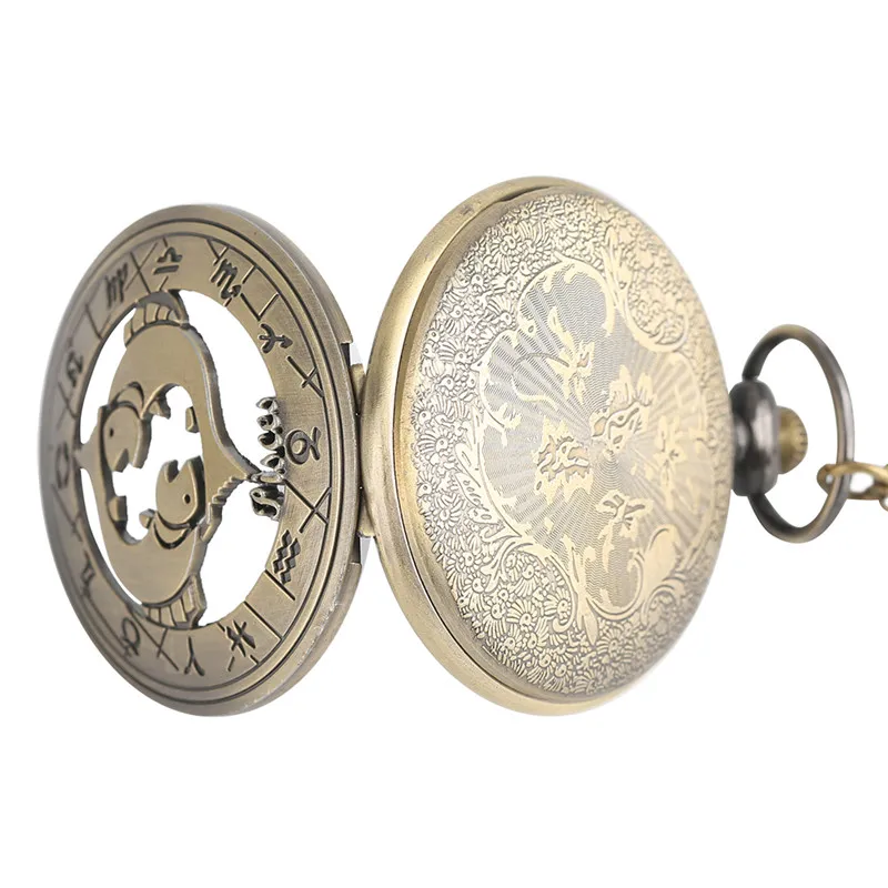 Двенадцать созвездий рыбы Цепочки и ожерелья бронза кварцевые карманные часы