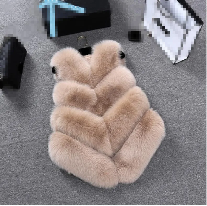 

New 2017 Winter Women's Thick Warm Faux Fox Fur Vest Fashion O-Neck Short Fur Coat For Women Outwear Waistcoat