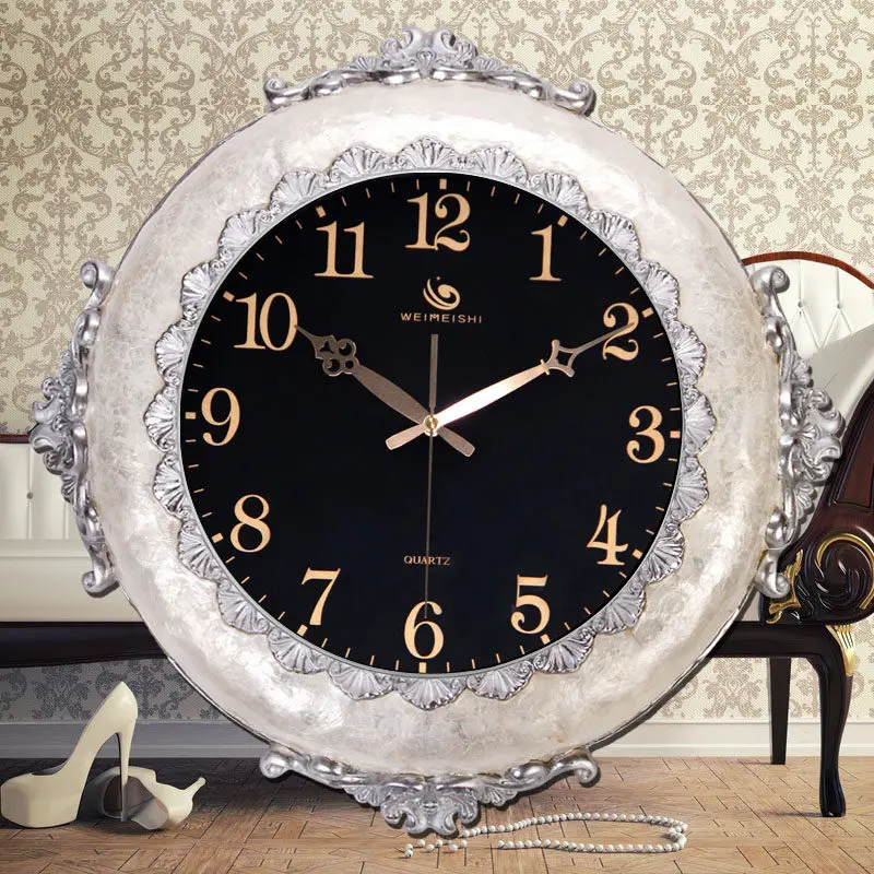 

European-style living room wall clock Home creative personality wall luxury art high-grade large silent clock