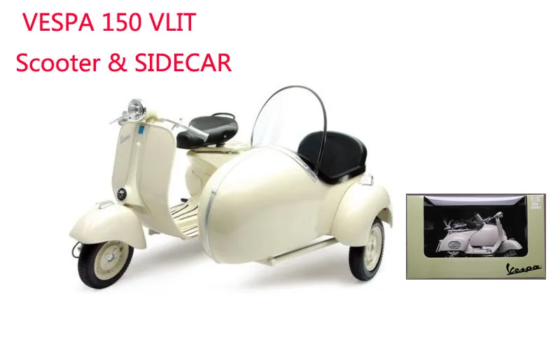 Изысканный миниатюрный трехколесный маленький мотоцикл VESPA в масштабе 1/6