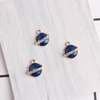10pcslot fashion crystal planet oil drop charms alloy charm pendants metal enamel charms for diy jewelry making