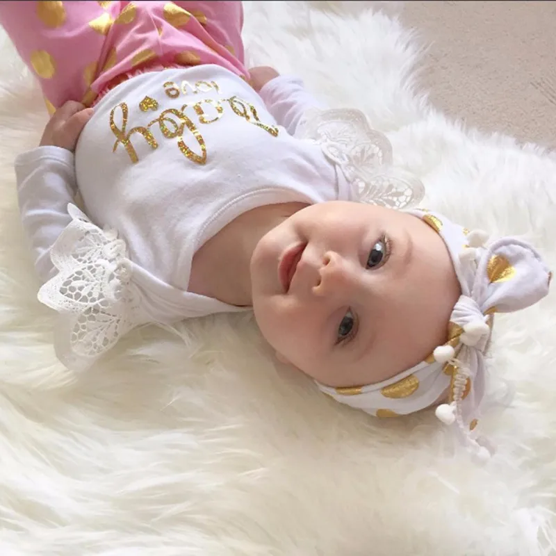 Комплект одежды для новорожденных девочек комбинезон + штаны одежда маленьких