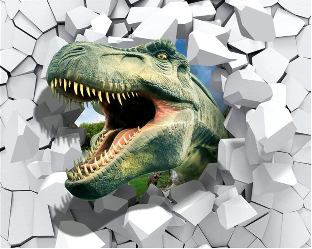 

beibehang papel de parede 3d Custom dinosaur world floor stereoscopic wall stickers PVC waterproof self-adhesive wallpaper 3D