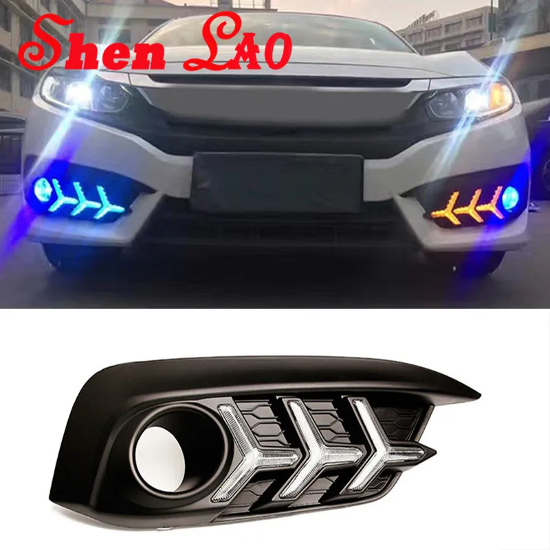 ShenLao drl светодиодные дневные ходовые огни Светодиодные Сигнальные для Honda civic 2016