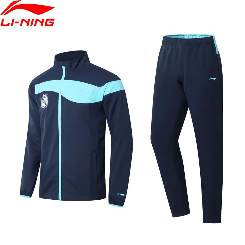 Li-Ning, мужской спортивный костюм для клуба Puebla, тренировочный спортивный костюм, куртка на молнии+ штаны, комплект с подкладкой, спортивные комфортные костюмы, комплекты, AACN003 MSY188