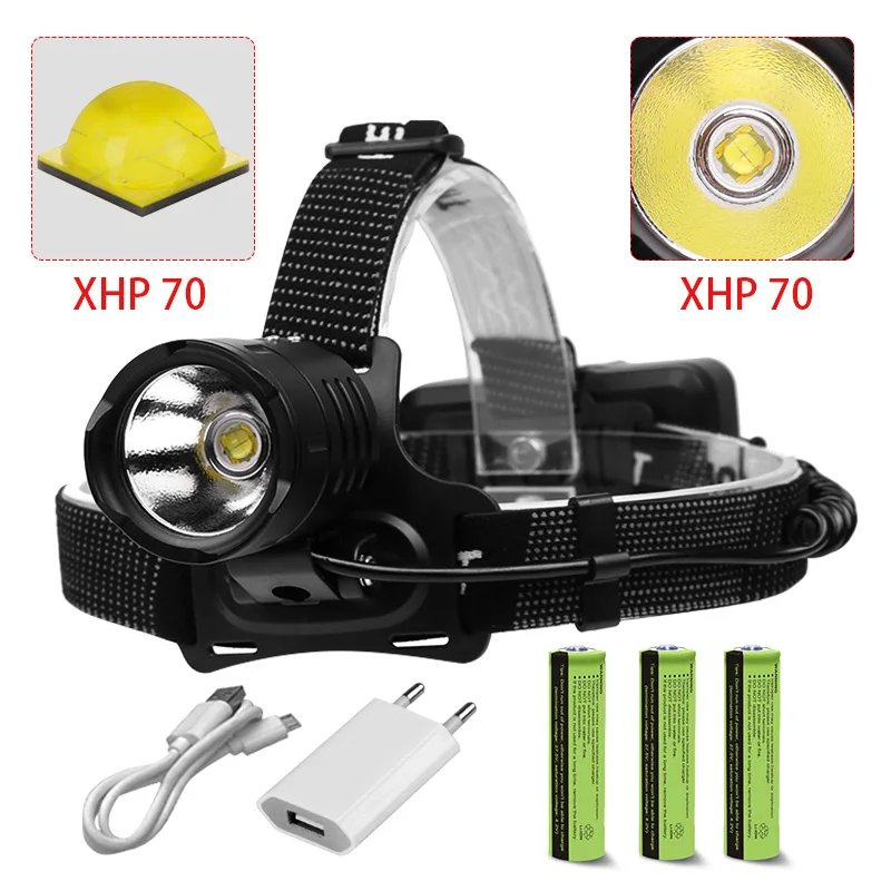 Xhp70 налобный фонарь высокой мощности, светодиодный налобный фонарь с зарядкой, фонарь xhp50.2, USB налобный светильник 18650, уличный светильник с мобильным питанием