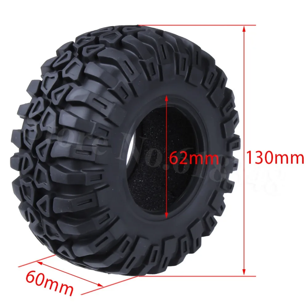 

4Pcs/lot 2.2inch Rubber Tyre Tire OD :130mm ID:62mm Width: 60mm with Sponge for RC 1/10 Rock Crawler