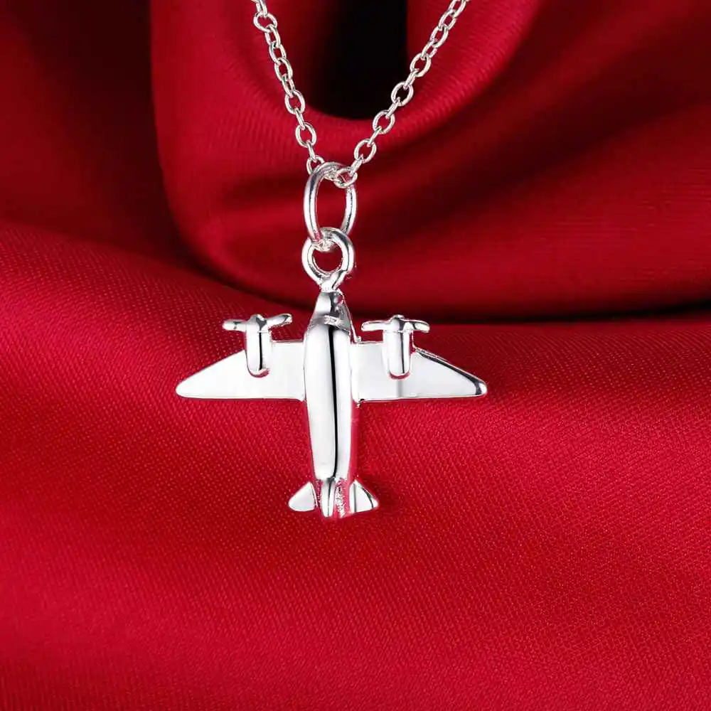 Оптовая продажа дешевые серебряные Цвет самолет Форма кулон Цепочки и ожерелья