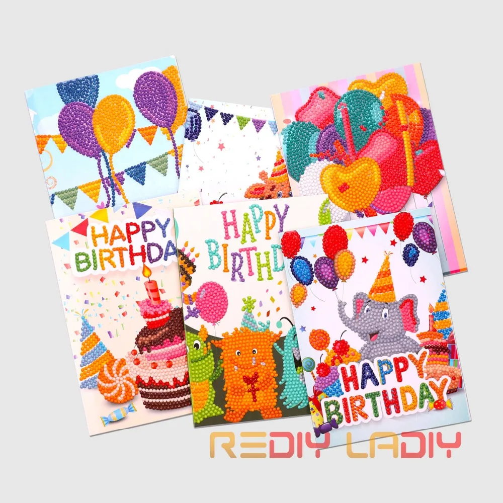 DIY Diamond Painting Greeting Post Card Cartoon Mosaic Crafts Happy Birthday Cards Embroidery Christmas Gift | Дом и сад