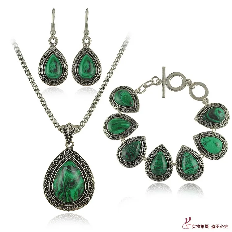 Женский Свадебный комплект из ожерелья и сережек браслета натурального зеленого